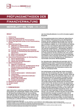 Cover der Leseprobe "Prüfungsmethoden der Finanzverwaltung" von DWS-Medien.
