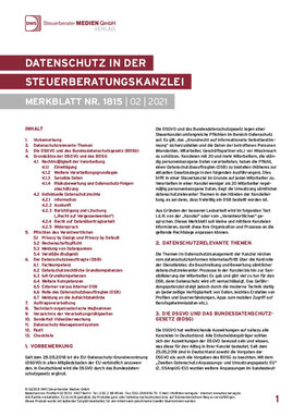Cover der Leseprobe "Datenschutz in der Steuerberatungskanzlei" von DWS-Medien.