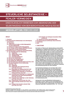 Cover der Leseprobe "Steuerliche Selbstanzeige – Fehler vermeiden" von DWS-Medien.