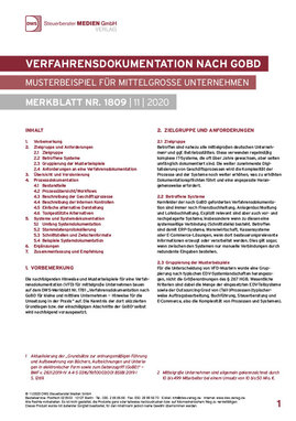 Cover der Leseprobe "Verfahrensdokumentation nach GoBD – Musterbeispiel für mittelgroße Unternehmen" von DWS-Medien.