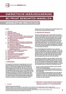 Cover der Leseprobe "Energetische Gebäudesanierung – Voraussetzungen und Regelungen für die Steuerermäßigung" von DWS-Medien.