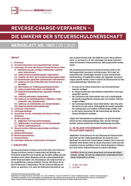 Cover der Leseprobe "Reverse-Charge-Verfahren – Die Umkehr der Steuerschuldnerschaft" von DWS-Medien.