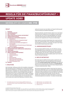 Cover der Leseprobe "Regeln für die Finanzbuchführung? – Update GoBD" von DWS-Medien.