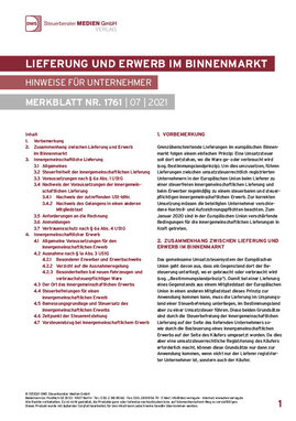 Cover der Leseprobe "Lieferung und Erwerb im Binnenmarkt" von DWS-Medien.