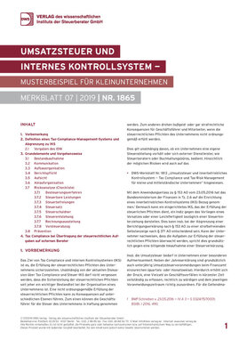Cover der Leseprobe "Umsatzsteuer und internes Kontrollsystem" von DWS-Medien.