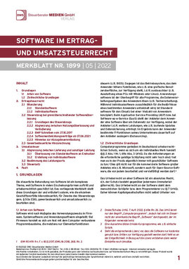 Cover der Leseprobe "Software im Ertrag- und Umsatzsteuerrecht" von DWS-Medien.