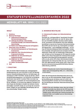 Cover der Leseprobe "Statusfeststellungsverfahren 2022" von DWS-Medien.