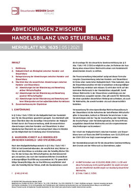Cover der Leseprobe "Abweichungen zwischen Handelsbilanz und Steuerbilanz" von DWS-Medien.