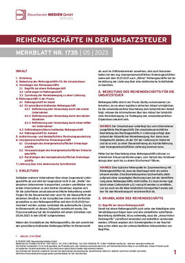 Cover der Leseprobe "Reihengeschäfte in der Umsatzsteuer" von DWS-Medien.