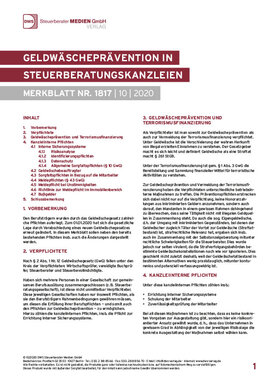 Cover der Leseprobe "Geldwäscheprävention in Steuerberatungskanzleien" von DWS-Medien.