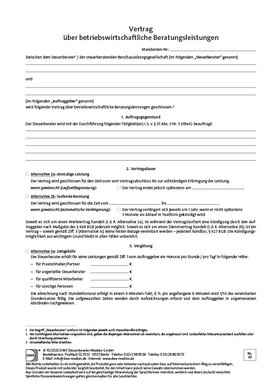 Cover der Leseprobe "Vertrag für betriebswirtschaftliche Beratungsleistungen" von DWS-Medien.