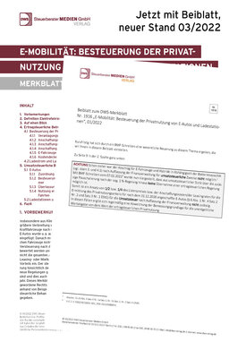 Cover der Leseprobe "E-Mobilität: Besteuerung der Privatnutzung von E-Autos und Ladestationen" von DWS-Medien.
